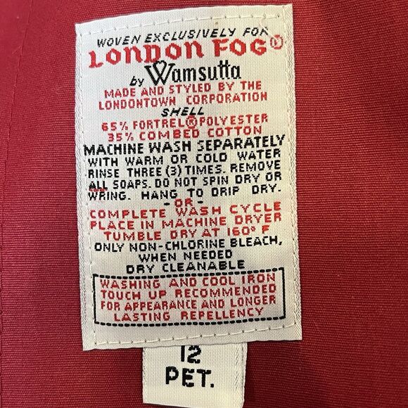 London Fog Trench Coat Red Long Jacket Zip In Liner Size 12 Petite USA Vintage - Picture 9 of 13